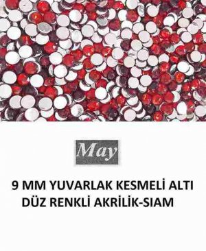 9 MM YUVARLAK KESMELİ ALTI DÜZ RENKLİ AKRİLİK-SIAM