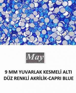 9 MM YUVARLAK KESMELİ ALTI DÜZ RENKLİ AKRİLİK-CAPRI BLUE