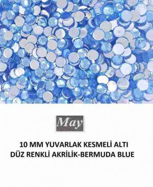 10 MM YUVARLAK KESMELİ ALTI DÜZ RENKLİ AKRİLİK-BERMUDA BLUE