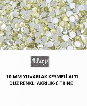 10 MM YUVARLAK KESMELİ ALTI DÜZ RENKLİ AKRİLİK-CITRINE