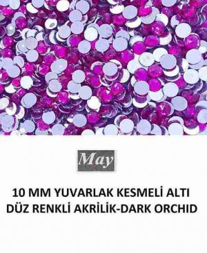 10 MM YUVARLAK KESMELİ ALTI DÜZ RENKLİ AKRİLİK-DARK ORCHID