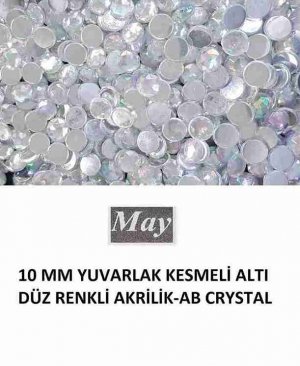 10 MM YUVARLAK KESMELİ ALTI DÜZ RENKLİ AKRİLİK-AB CRYSTAL