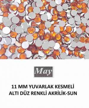 11 MM YUVARLAK KESMELİ ALTI DÜZ RENKLİ AKRİLİK-SUN