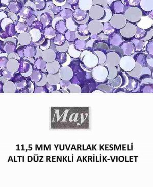 11,5 MM YUVARLAK KESMELİ ALTI DÜZ RENKLİ AKRİLİK-VIOLET
