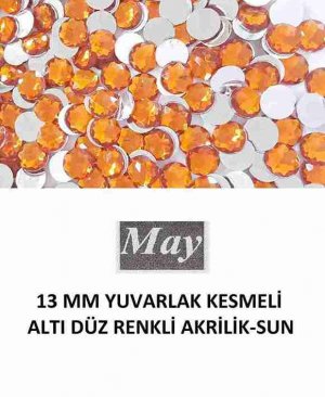 13 MM YUVARLAK KESMELİ ALTI DÜZ RENKLİ AKRİLİK-SUN