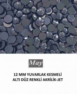 12 MM YUVARLAK KESMELİ ALTI DÜZ RENKLİ AKRİLİK-JET