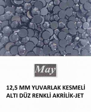 12,5 MM YUVARLAK KESMELİ ALTI DÜZ RENKLİ AKRİLİK-JET