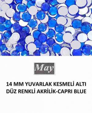 14 MM YUVARLAK KESMELİ ALTI DÜZ RENKLİ AKRİLİK-CAPRI BLUE