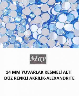 14 MM YUVARLAK KESMELİ ALTI DÜZ RENKLİ AKRİLİK-ALEXANDRITE