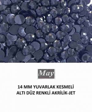 14 MM YUVARLAK KESMELİ ALTI DÜZ RENKLİ AKRİLİK-JET