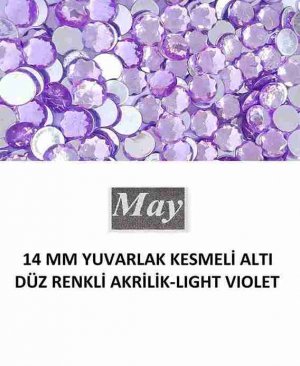 14 MM YUVARLAK KESMELİ ALTI DÜZ RENKLİ AKRİLİK-LIGHT VIOLET