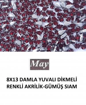 8X13 DAMLA YUVALI DİKMELİ RENKLİ AKRİLİK-GÜMÜŞ SIAM