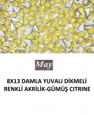 8X13 DAMLA YUVALI DİKMELİ RENKLİ AKRİLİK-GÜMÜŞ CITRINE