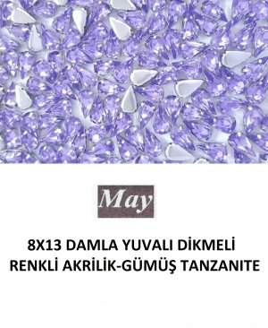 8X13 DAMLA YUVALI DİKMELİ RENKLİ AKRİLİK-GÜMÜŞ TANZANITE