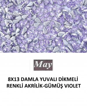 8X13 DAMLA YUVALI DİKMELİ RENKLİ AKRİLİK-GÜMÜŞ VIOLET