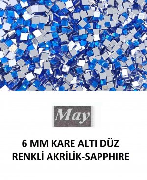 6 MM KARE ALTI DÜZ RENKLİ AKRİLİK-SAPPHIRE