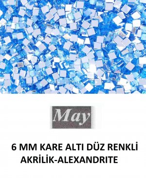 6 MM KARE ALTI DÜZ RENKLİ AKRİLİK-ALEXANDRITE