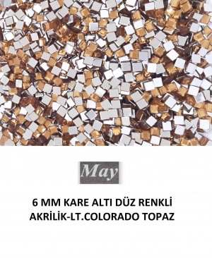 6 MM KARE ALTI DÜZ RENKLİ AKRİLİK-LT.COLORADO TOPAZ
