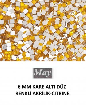 6 MM KARE ALTI DÜZ RENKLİ AKRİLİK-CITRINE