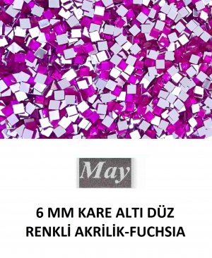 6 MM KARE ALTI DÜZ RENKLİ AKRİLİK-FUCHSIA