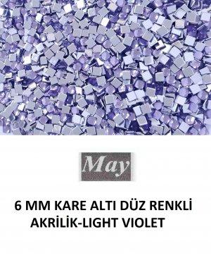 6 MM KARE ALTI DÜZ RENKLİ AKRİLİK-LIGHT VIOLET