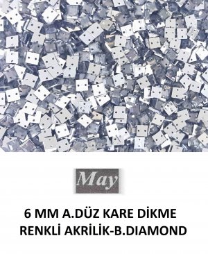 6 MM KARE ALTI DÜZ RENKLİ AKRİLİK-CRYSTAL