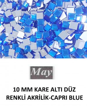 10 MM KARE ALTI DÜZ RENKLİ AKRİLİK-CAPRI BLUE