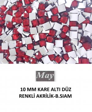 10 MM KARE ALTI DÜZ RENKLİ AKRİLİK-B.SIAM