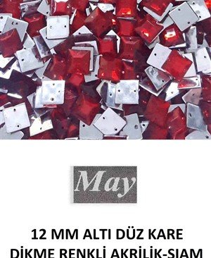 12 MM ALTI DÜZ KARE DİKME RENKLİ AKRİLİK-SIAM