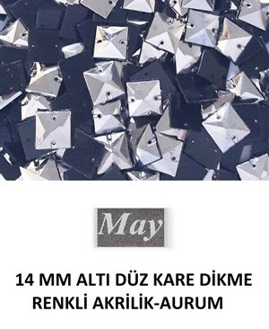14 MM ALTI DÜZ KARE DİKME RENKLİ AKRİLİK-AURUM