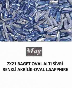 7X21 BAGET OVAL ALTI SİVRİ RENKLİ AKRİLİK-OVAL LIGHT SAPPHIRE