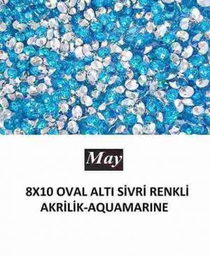 8X10 OVAL ALTI SİVRİ RENKLİ AKRİLİK-AQUAMARINE