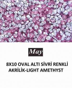 8X10 OVAL ALTI SİVRİ RENKLİ AKRİLİK-LIGHT AMETHYST