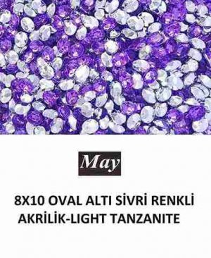 8X10 OVAL ALTI SİVRİ RENKLİ AKRİLİK-LIGHT TANZANITE