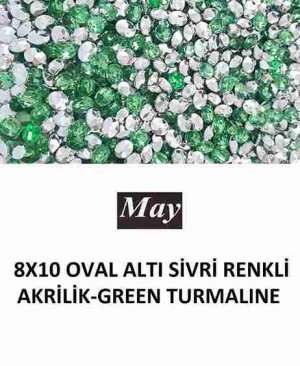 8X10 OVAL ALTI SİVRİ RENKLİ AKRİLİK-GREEN TURMALINE