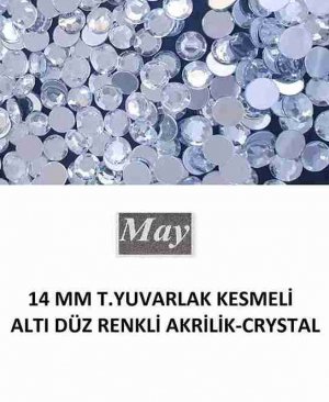 14 MM T.YUVARLAK KESMELİ ALTI DÜZ RENKLİ AKRİLİK-CRYSTAL