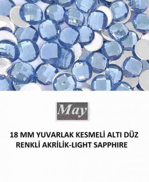 18 MM YUVARLAK KESMELİ ALTI DÜZ RENKLİ AKRİLİK-LIGHT SAPPHIRE