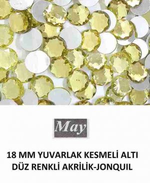 18 MM YUVARLAK KESMELİ ALTI DÜZ RENKLİ AKRİLİK-JONQUIL
