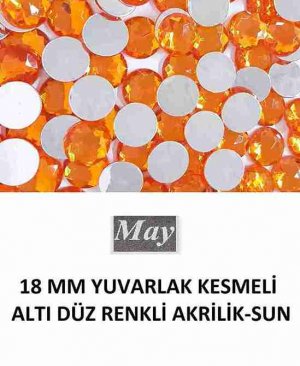 18 MM YUVARLAK KESMELİ ALTI DÜZ RENKLİ AKRİLİK-SUN