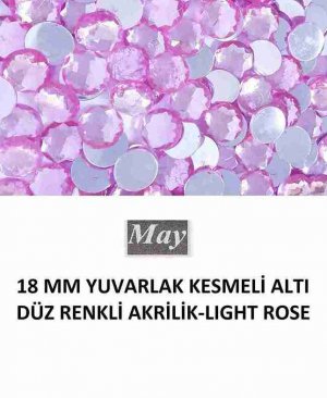 18 MM YUVARLAK KESMELİ ALTI DÜZ RENKLİ AKRİLİK-LIGHT ROSE