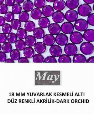 18 MM YUVARLAK KESMELİ ALTI DÜZ RENKLİ AKRİLİK-DARK ORCHID