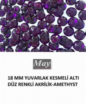 18 MM YUVARLAK KESMELİ ALTI DÜZ RENKLİ AKRİLİK-AMETHYST
