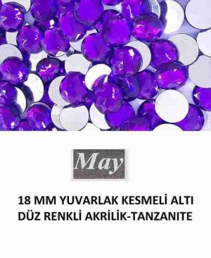 18 MM YUVARLAK KESMELİ ALTI DÜZ RENKLİ AKRİLİK-TANZANITE