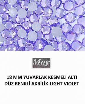 18 MM YUVARLAK KESMELİ ALTI DÜZ RENKLİ AKRİLİK-LIGHT VIOLET