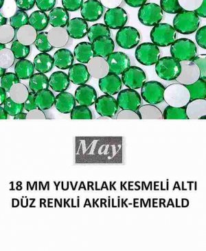 18 MM YUVARLAK KESMELİ ALTI DÜZ RENKLİ AKRİLİK-EMERALD