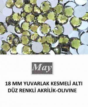 18 MM YUVARLAK KESMELİ ALTI DÜZ RENKLİ AKRİLİK-OLIVINE