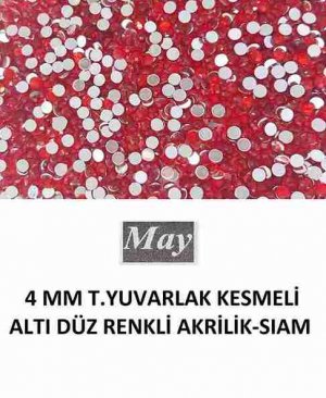 4 MM T.YUVARLAK KESMELİ ALTI DÜZ RENKLİ AKRİLİK-SIAM
