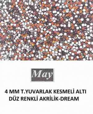 4 MM T.YUVARLAK KESMELİ ALTI DÜZ RENKLİ AKRİLİK-DREAM
