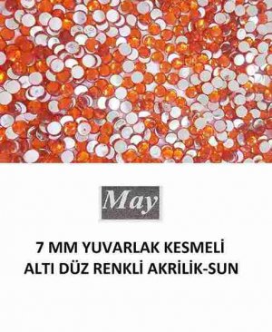 7 MM YUVARLAK KESMELİ ALTI DÜZ RENKLİ AKRİLİK-SUN