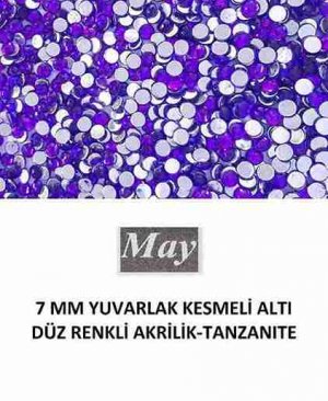 7 MM YUVARLAK KESMELİ ALTI DÜZ RENKLİ AKRİLİK-TANZANITE